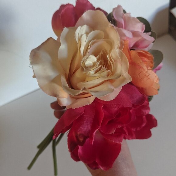 NWT Rustic Bright Faux Floral Roses Mum Bouquet Mother's Day Gift Wedding Decor - Picture 4 of 6